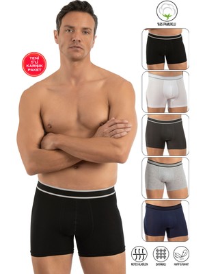 Özkan Underwear Özkan 11226 5'li Paket Erkek %95 Pamuklu Likralı Süprem Kumaş Karışık Renk Esnek Rahat Boxer Şort