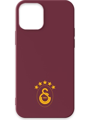 iPhone 13 Uyumlu Galatasaray 5 Yıldız Sarı Arma Bordo Silikon Lisanslı Telefon Kılıfı