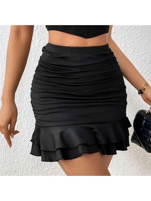 İlkyaz Fashion Ieg™ Fırfırlı Mini Etek