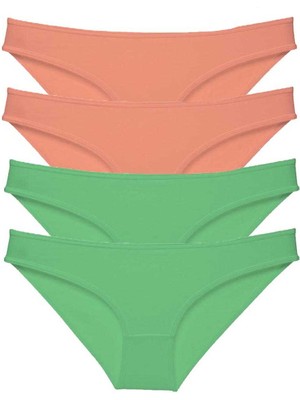 İlkyaz Fashion Ieg™ 4 Adet Eko Set Likralı Kadın Slip Külot Pudra Yeşil