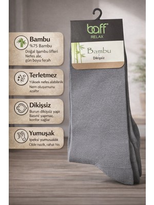 Baff Gri 10'lu Bambu Erkek Çorap