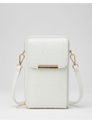 Kadın Mini Çapraz Askılı Telefon Çantası Gold Detaylı Şık Günlük Çanta