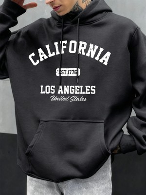Kaliforniya Los Angeles Baskılı Erkek Kapüşonlu Hip Hop Çok Renkli Kapüşonlular Polar Moda Ka