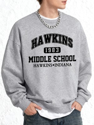 Hawkins Ortaokul Erkekler Için Baskılı Sweatshirt Oversize Kazak Sonbahar Sıcak O-Yaka Spor G