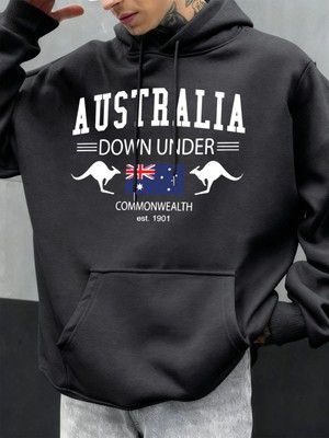 Avustralya Down Under Baskılar Erkekler Kapüşonlular Hip Hop Cep Hoody Sonbahar Moda Sokak Şı