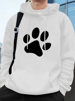 Basit Taban Desen Baskılı Erkek Sweatshirtleri Kışlık Bol Kapüşonlu Üstler Spor Cepli Polar S