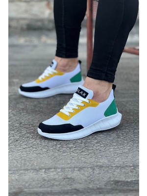 Zapatos WG063 Erkek Günlük Bağcıklı Triko Süet Spor Sneaker Ayakkabı Tsbt - Beyaz/sarı