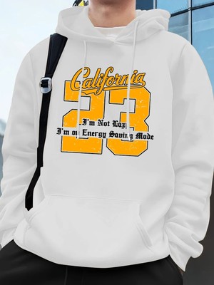 Kaliforniya 23 Mektup Baskı Hoodie Erkek Kış Polar Sıcak Kazak Koşu Cep Kazak Sportif Gevşek