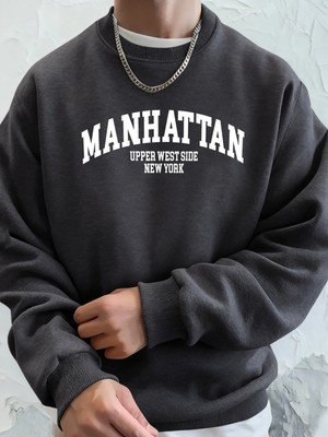 Manhattan Üst Batı Bölgesi New York Desen Giyim Unisex Rahat Günlük Kapüşonlular Polar Sonbah