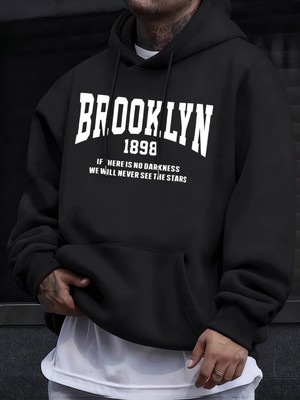 Brooklyn New York 1898 Baskı Erkek Kazakları Vintage Sıcak Moda Kapüşonlular Günlük Yumuşak G