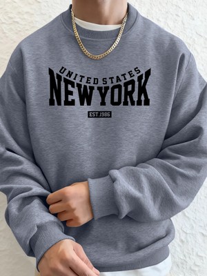 Amerika Birleşik Devletleri New York Est 1986 Baskılar Erkek Sonbahar Spor Tişörtü Bol Rahat