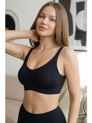 Siyah Silkair Lazer Kesim Balensiz Toparlayıcı Sütyen - Kopçalı, Ayarlanabilir Askı, Iz Yapmayan