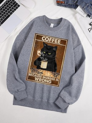 Kahve Çünkü Cinayet Yanlış Baskılı Erkek Kazak Sokak Kürk Astar Kazaklar Polar Sonbahar Erkek