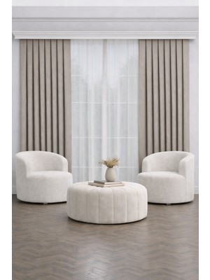 PerdeYap Ada Serisi Fon Perde (Taş) – Tek Kanat, 1/3 Sık Pile, Tok Duruşlu