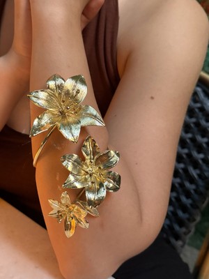 Houseki Üç Boyutlu Çiçekli Ayarlanabilir Arm Cuff Kol Bilekliği