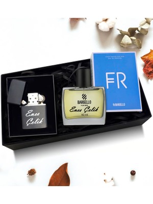 As Gift Kişiye Özel Bargello Erkek Parfüm & Zippo Tarzı Siyah Çakmak Hediye Seti