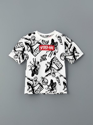 Lc Waikiki Yeni Sezon Bisiklet Yaka Spider-Man Baskılı  Erkek Çocuk Tişört