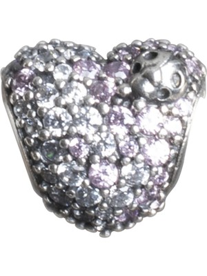 Nur Silver Taşlı Kalp ve Uğur Böceği Gümüş Charm NUR-BL00068