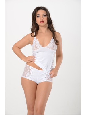 İlkyaz Fashion Ieg™ Beyaz Atlet Şort Takım - 3018