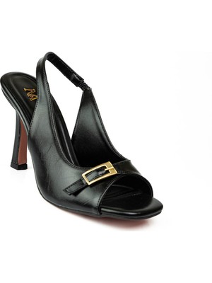 Moda Arena 2354 Siyah Topuklu Kadın Abiye Ayakkabı