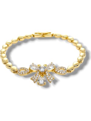 Lunel Accessory Altın Kaplama Zirkon Taşlı Fiyonk Detaylı Bileklik – Zarif ve Şık Tasarım