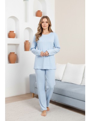 Modavera Interlok Kumaşlı Rahat Pamuklu Kadın Pijama Takımı