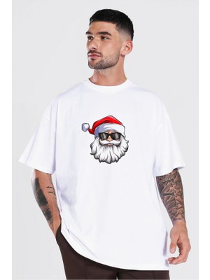 ModaSize Gözlüklü Noel Baba T-Shirt - Beyaz