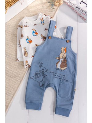 Babymod Tavşan Fiğürlü 2'li Erkek Bebek Salopet Tulum