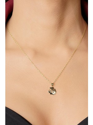 Fiyonk Kuyumculuk 14 Ayar Altın Singapur Zincir Allah Yazılı Kolye