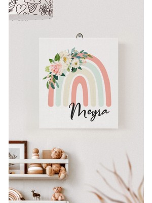 Lilabio Isme Özel Çocuk Odası Kanvas Tablo Gökkuşağı (17X21 Cm)