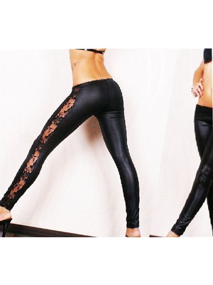 İlkyaz Fashion Ieg™ B101228 Dantel Detaylı Lame Tayt