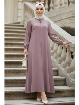 Neva Style Kolları Düğme Detaylı Pudra Tesettür Ferace 45292PD