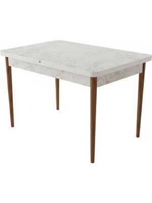 Ratemo Mobilya Yemek Masası Açılır Kapanır Kelebek Masa Ahşap Ayaklı 4–6 Kişilik Mermer Desenli