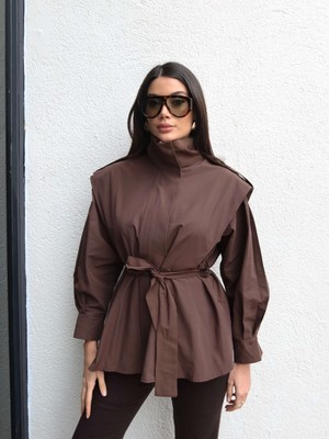 Esra Helvacı Dik Yaka Kuşaklı Trench