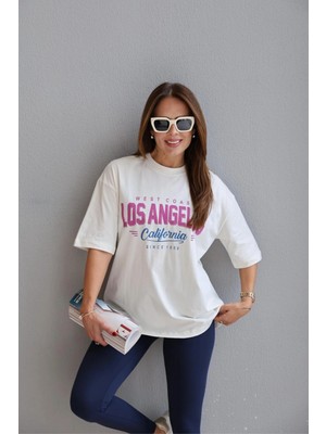 Purple By Banu Ekru Baskılı Tshirt