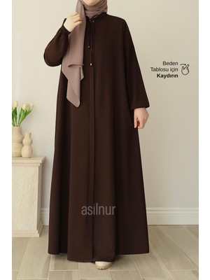 Asilnur Nesli Mevlana Ferace Kahverengi Dokuma Kumaş Kadın Giyim Dört Mevsim Kullanıma Uygun