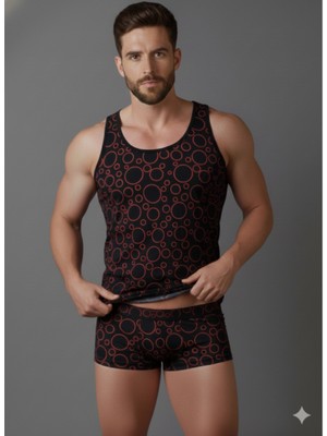 İlkyaz Fashion Ieg™ Erkek Desenli Tank Top Boxer Takımı