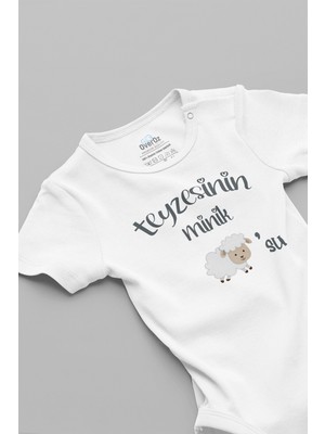 Overoz Teyzesinin Minik Kuzusu Yazılı Kısa Kollu Beyaz Bebek Body Zıbın 5135-T