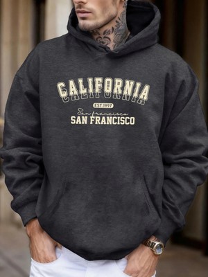 California San Francisco Est 1997 Baskılı Yumuşak Bol Kapüşonlu Üstler Polar Sonbahar Spor Gi