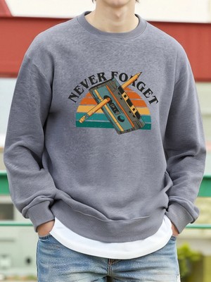 Asla Unutma Walkman Desen Erkekler Kazak Sokak Rahat Kazak Gevşek Yumuşak Üst Polar Sokak Sti