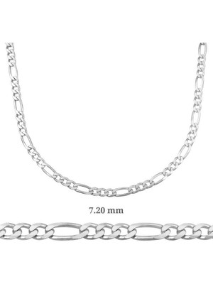 Inure Jewelry 7.20 mm Gümüş Figaro Zincir - 200 Mikron