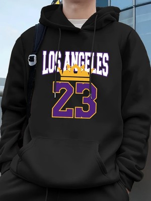 Los Angeles 23 Baskı Erkek Kapüşonlular Sonbahar Cepli Tişörtler Temel Polar Sıcak Büyük Bede