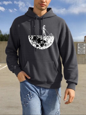 Astronotlar Gezegeni Temizliyor Baskılı Erkekler Kapüşonlular Hip Hop Polar Hoodie Moda Bisik