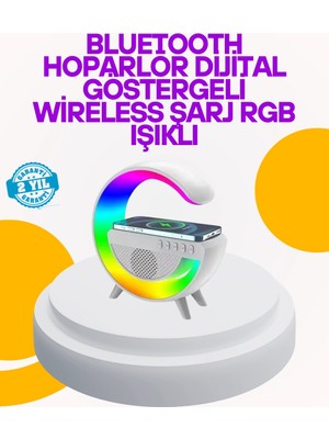 Shoplet Buğz Renkli Işıklı 15W Kablosuz Şarjlı Masa Lambası