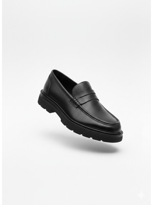Onater Erkek Hakiki Deri Siyah Klasik Günlük Loafer Ayakkabı