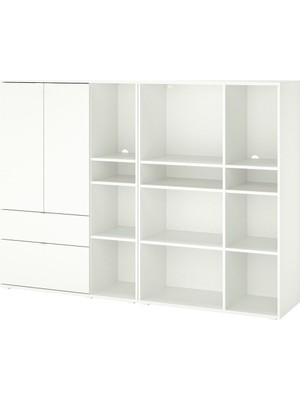 Hobiurun Dolap Kombinasyonu, Beyaz, 200X37X140 cm