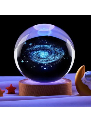 ÜçKol Ticaret Usb'li Ahşap Altlıklı Toz Bulutu Tasarımlı Renk Değiştiren Küre