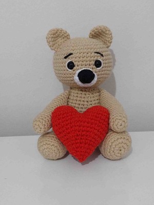 Evim Oyuncak Dünyası Sevgiliye Özel Sevimli Ayıcık Amigurumi Organik