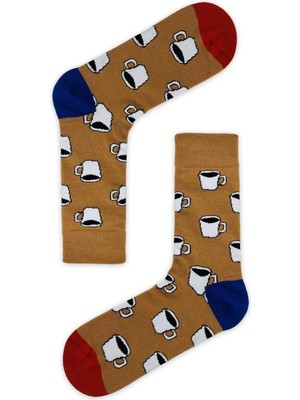 Bemp Fincanda Kahve Desenli Soket Çorap