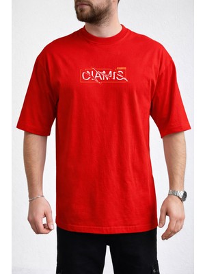 Caddekombin Erkek West Java Yazı Baskılı Bisiklet Yaka Kırmızı T-Shirt